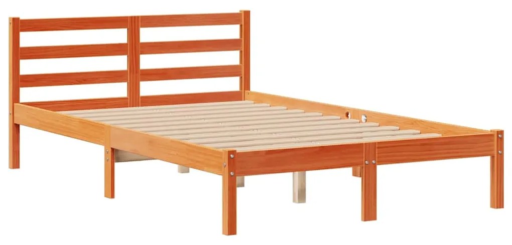 Cama c/ estante sem colchão 120x200cm pinho maciço castanho-mel