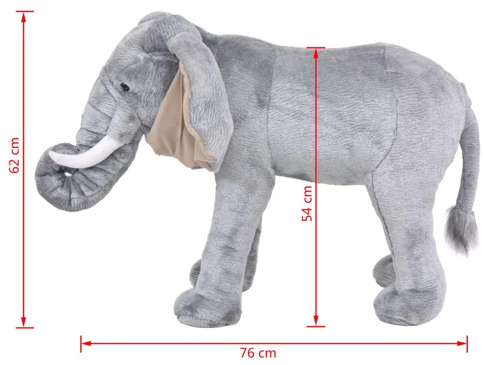 Elefante de montar em peluche cinzento XXL