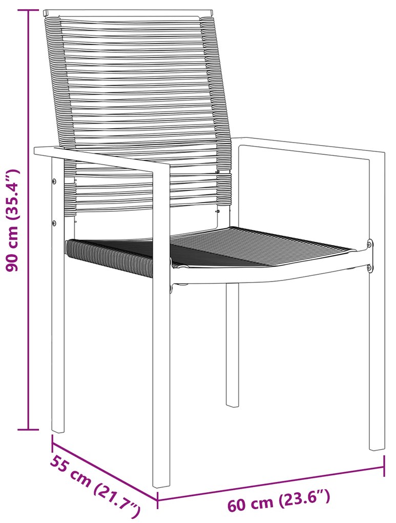 Conjunto de Jantar Jardim 5 Peças Preto Rattan PVC