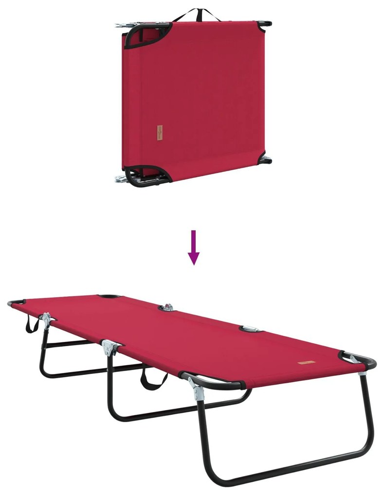 Espreguiçadeira Dobrável 2 pcs Portátil Vermelha Tecido Oxford 600D