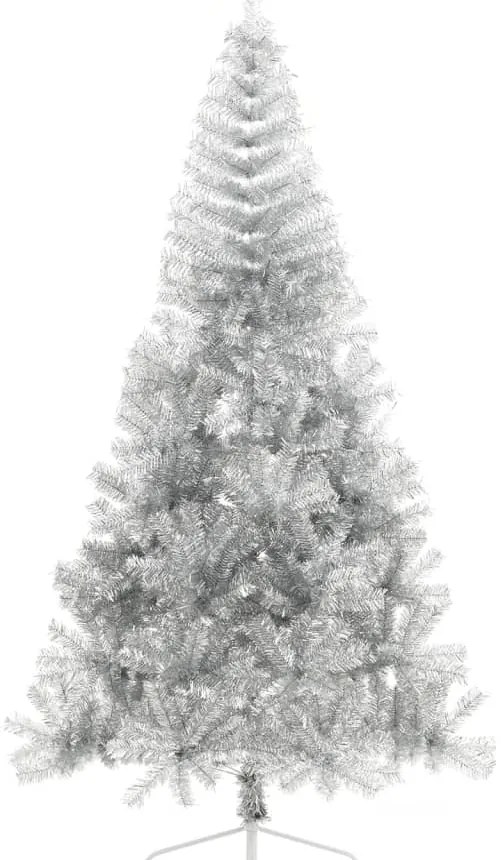 Meia árvore de Natal artificial com suporte 210 cm PET prateado