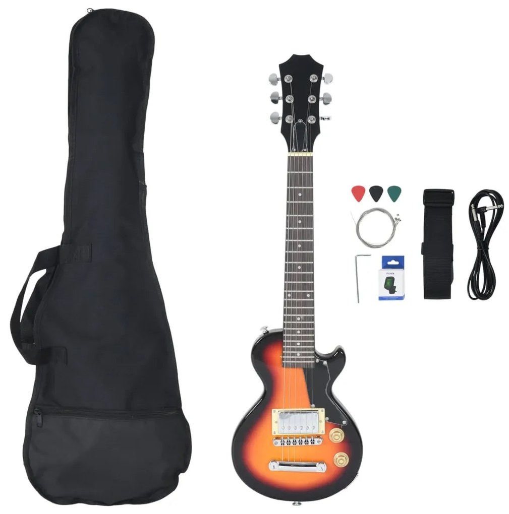 Guitarra elétrica p/ crianças com saco 3/4 30" castanho/preto