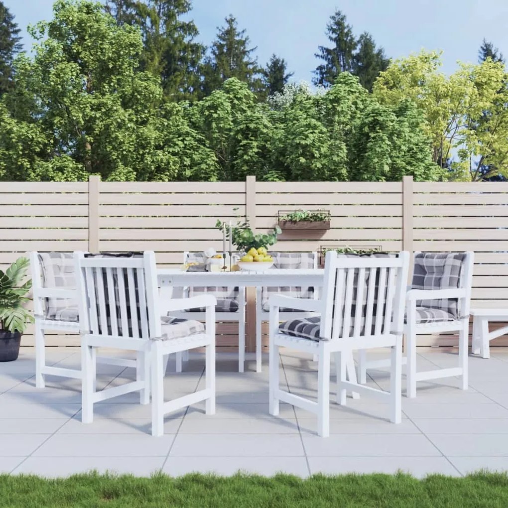 vidaXL Almofadões lombares cadeiras jardim 6pcs tecido xadrez cinzento