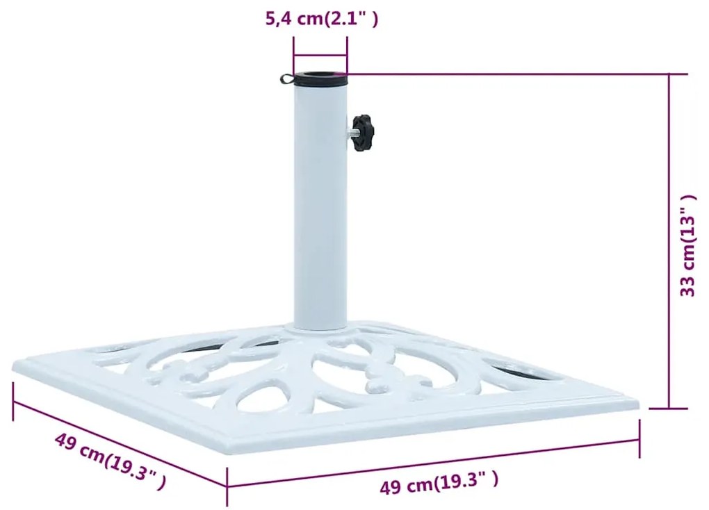 Base para guarda-sol 12 kg 49 cm ferro fundido branco