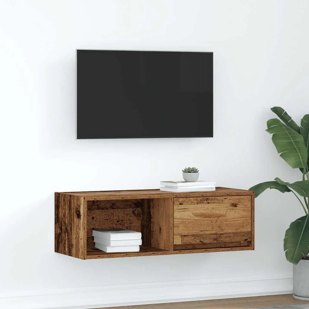 vidaXL Móvel de TV 80x31x25,5 cm derivados de madeira madeira velha
