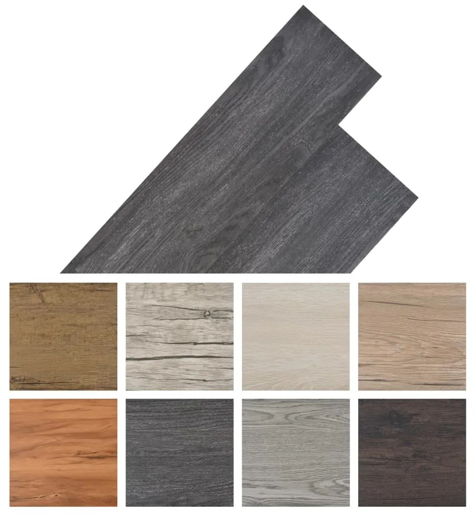 Tábuas soalho PVC não-autoadesivo 5,26 m² 2 mm preto e branco