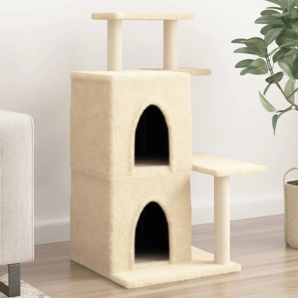 172112 vidaXL Árvore p/ gatos c/ postes arranhadores sisal 97 cm cor creme
