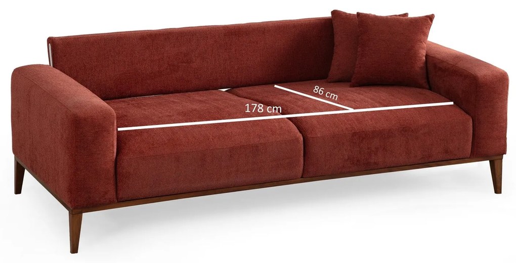 Sofá-cama de 3 lugares Sinor – Vermelho Telha – 225x92x75 cm