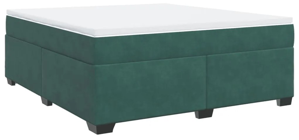 Cama com molas/colchão 180x200 cm veludo verde-escuro