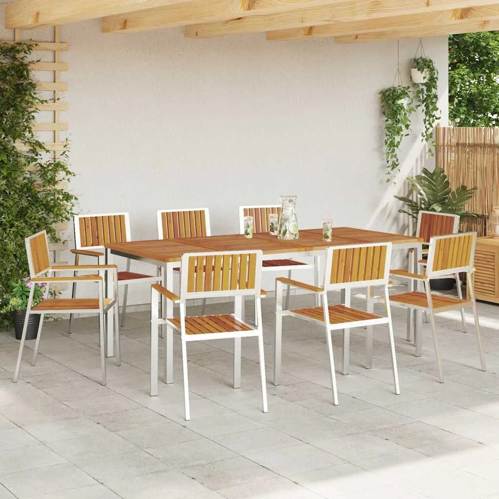 Cadeiras de Jardim Empilháveis vidaXL 8 pcs 54.5x56x87 cm Madeira de A