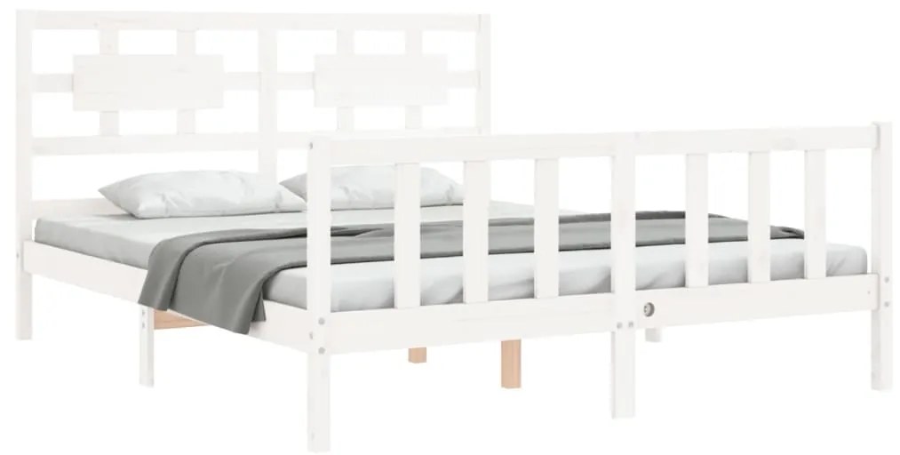 Cama sem colchão 160x200 cm madeira de pinho maciça branco