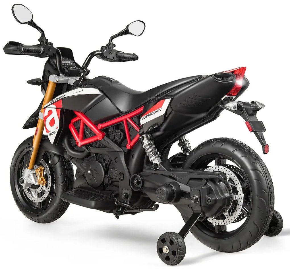 Mota Infantil com Bateria 12 V Luzes LED Música MP3 e Rodas Antiderrapantes Até 25 kg 110 x 57 x 71 cm vermelha