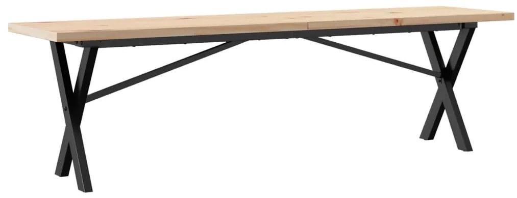 Mesa de centro estrutura em X 160x40x45,5cm pinho/aço