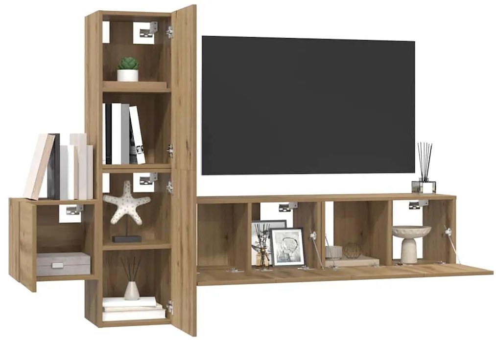 Conjunto de móvel de TV 5 pcs carvalho artisiano Médio