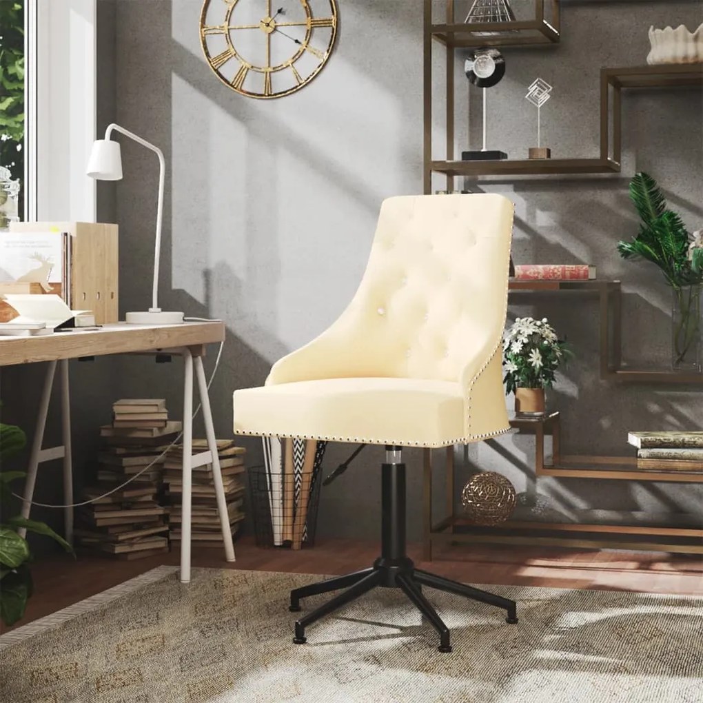 vidaXL Cadeira de escritório giratória veludo cor creme