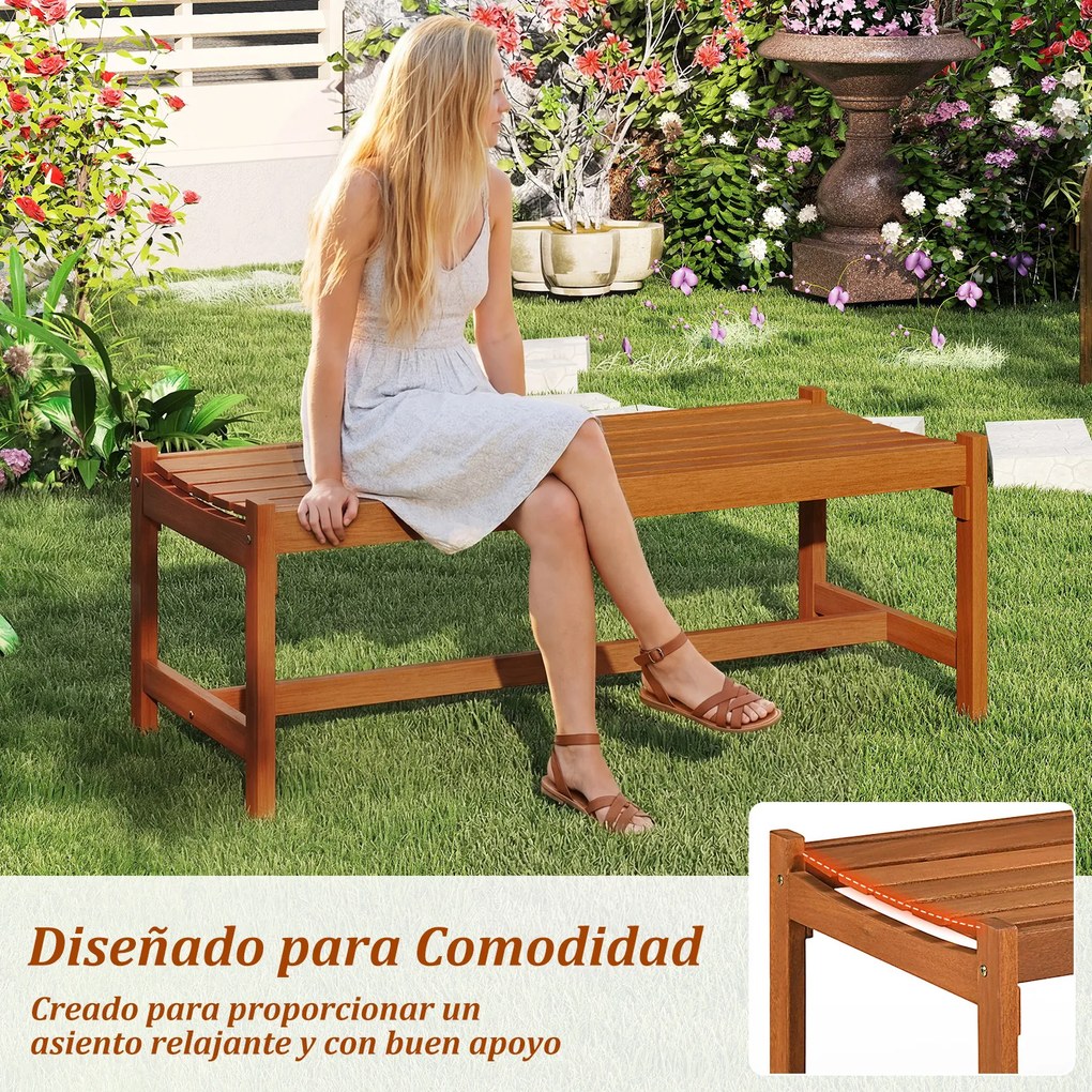 Conjunto de 2 bancos de jardim de 2 lugares,112 x 51 x 41,5 cm (MESA NÃO INCLUIDA), em madeira com acabamento a óleo de teca e assento curvo em ripas,