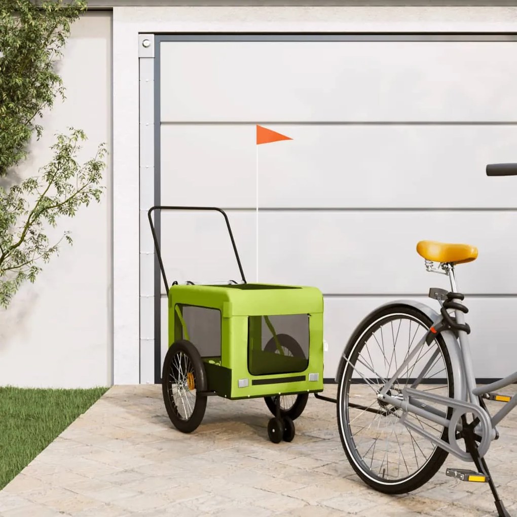 vidaXL Reboque de bicicleta p/ animais tecido oxford/ferro verde/preto