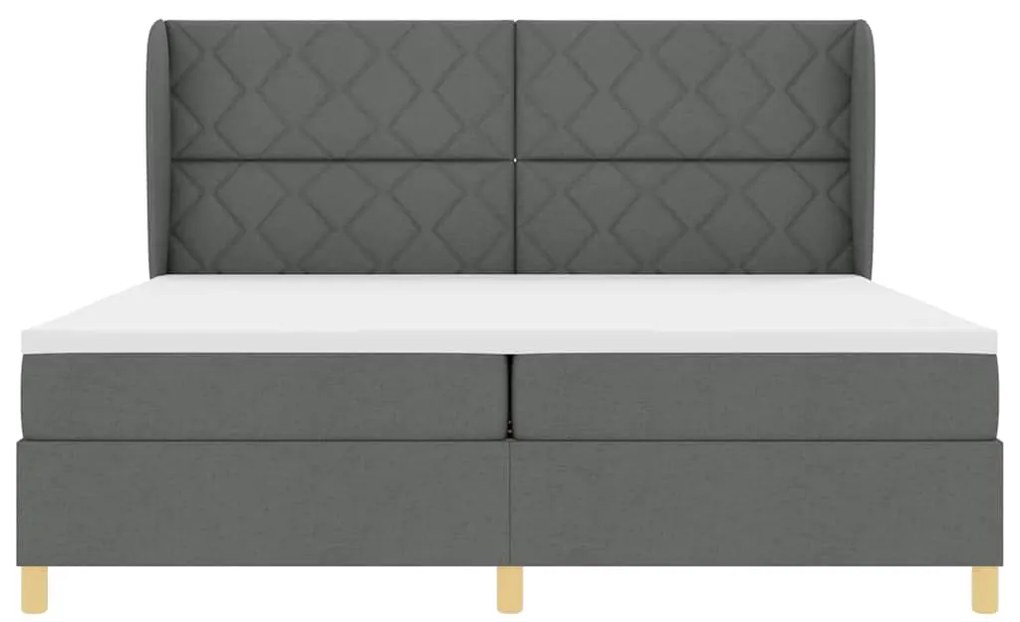 Cama Box Spring vidaXL com Colchão Cinza Escuro 200x200 cm Tecido
