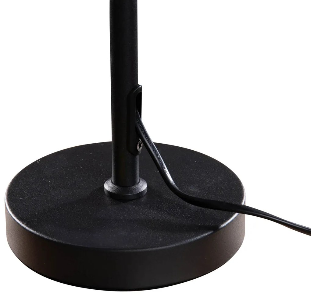 Candeeiro de Mesa Preto com Abajur Oval em Linho Branco 35cm - Parte