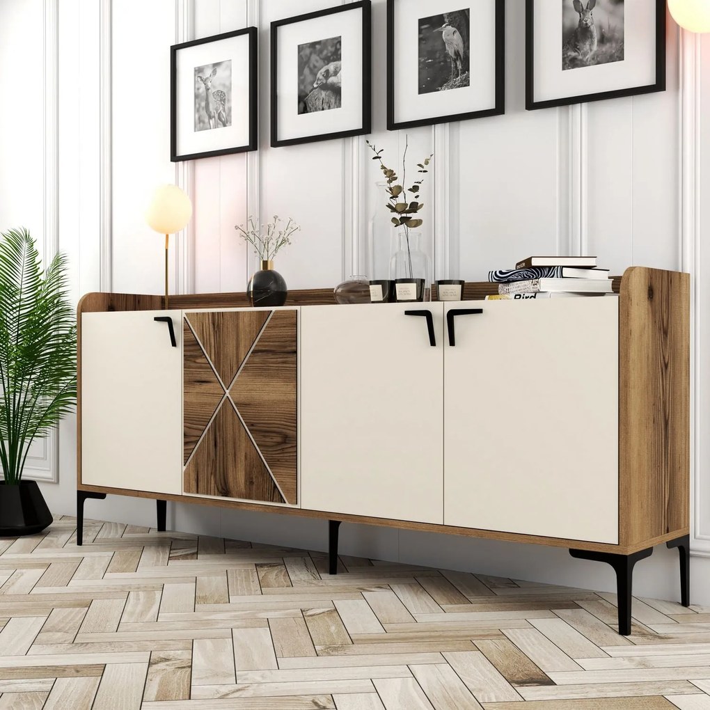 Console Venedik – Walnut Cream – 180 x 78 x 35 cm