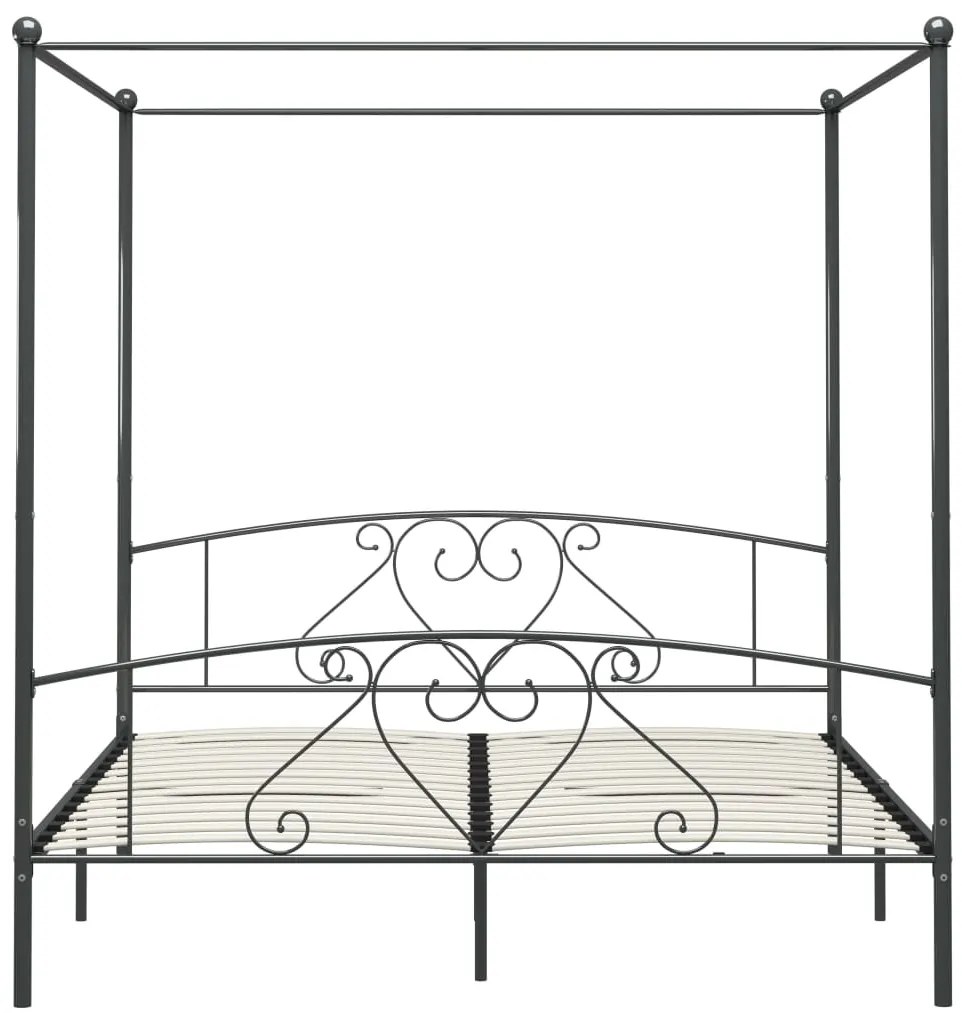 Estrutura de cama com dossel 180x200 cm metal cinzento