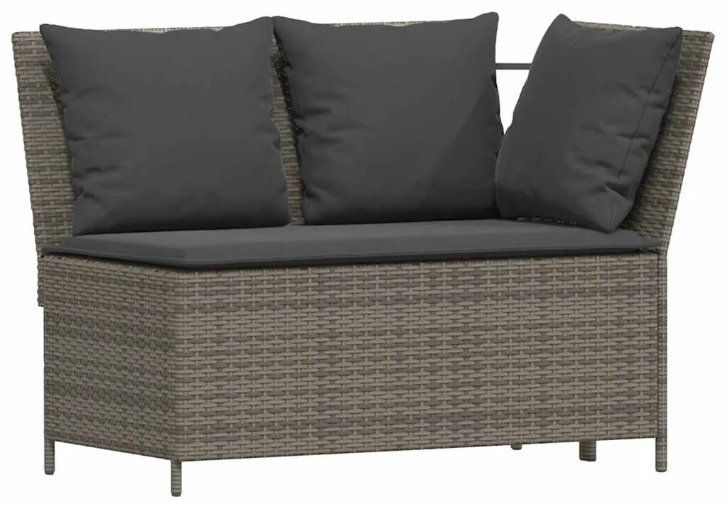 4 pcs conjunto de jantar p/ jardim c/ almofadões vime PE cinza