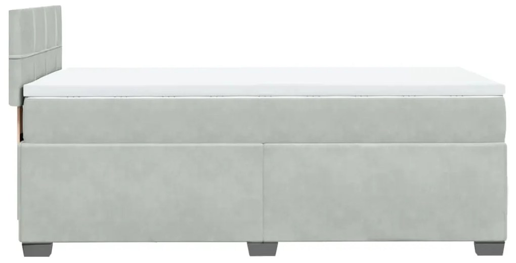 Cama com molas/colchão 90x190 cm veludo cinza-claro