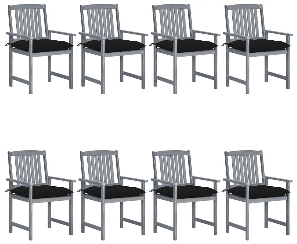 vidaXL Cadeiras de jardim c/ almofadões 8 pcs acácia maciça cinzento