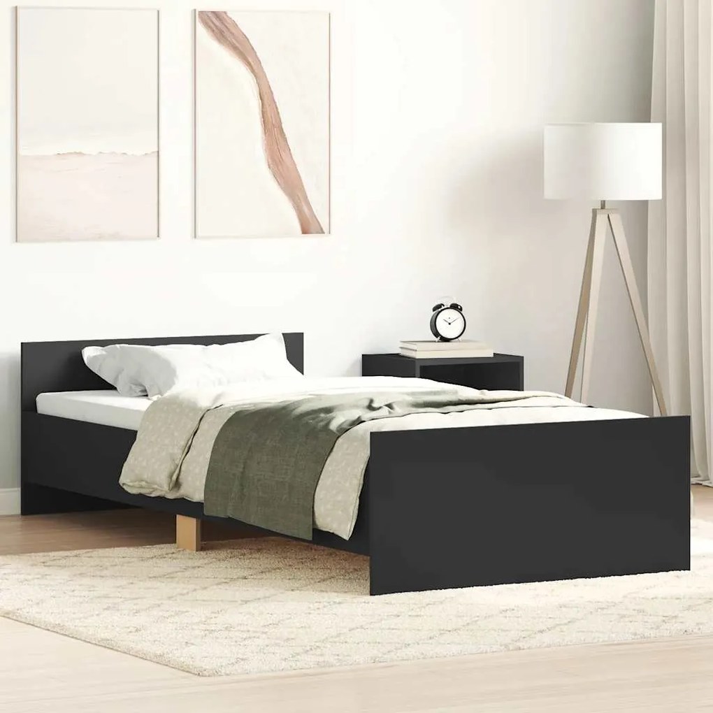 Estrutura de cama 90x190 cm derivados de madeira preto