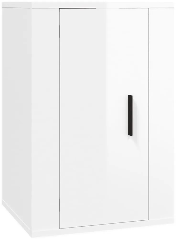 3 pcs conjunto móveis de TV madeira processada branco brilhante