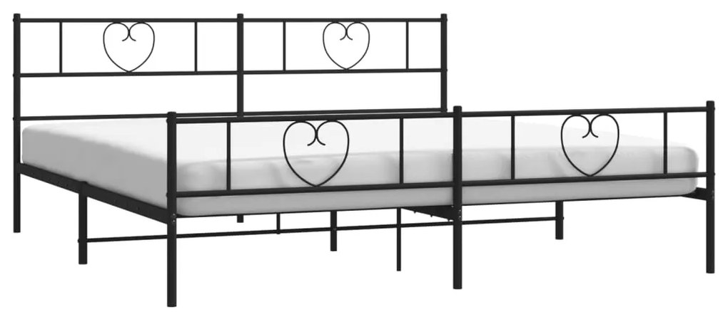 Estrutura de cama com cabeceira e pés 200x200 cm metal preto