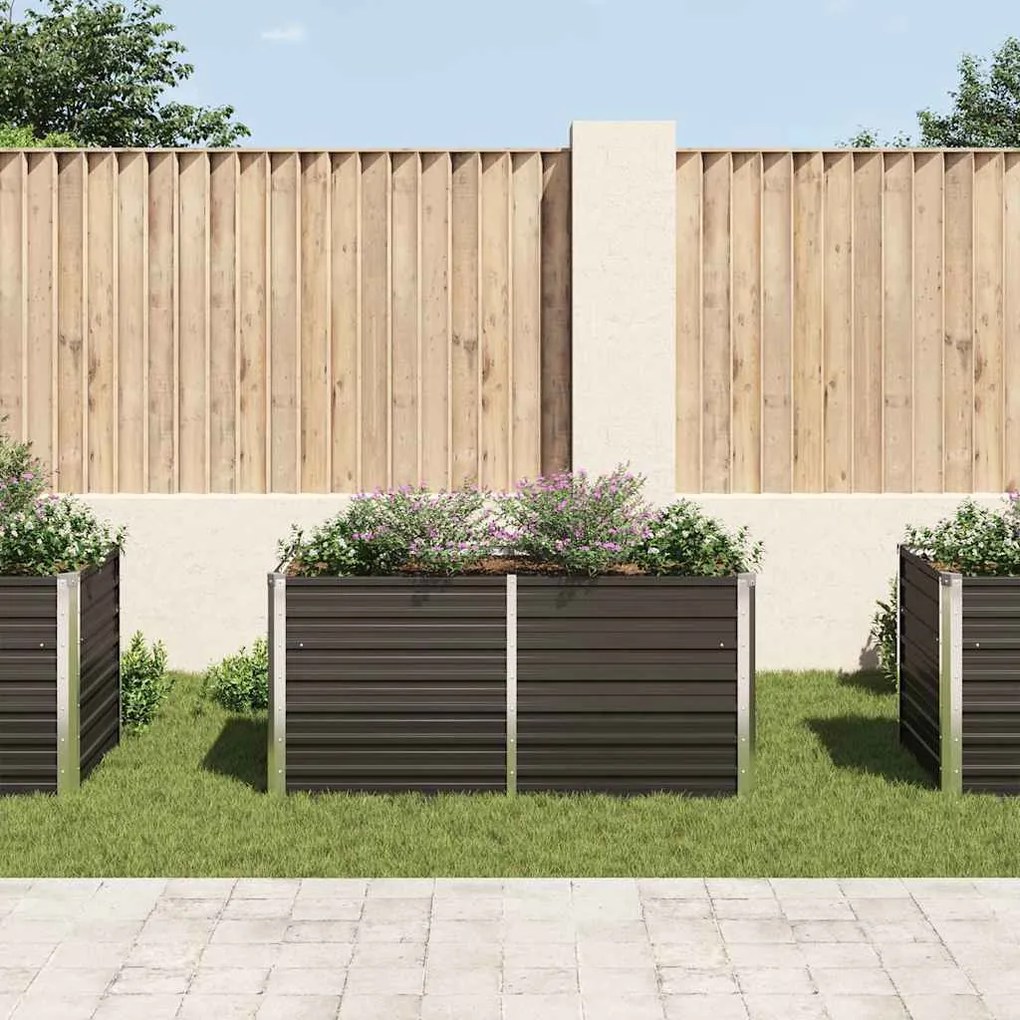 Canteiro jardim elevado 160x80x77 cm aço galvanizado antracite