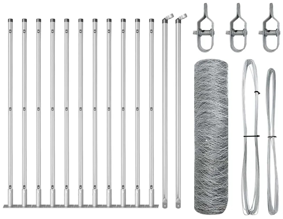 Cerca Hexagonal vidaXL 0,4x25 m Aço Galvanizado
