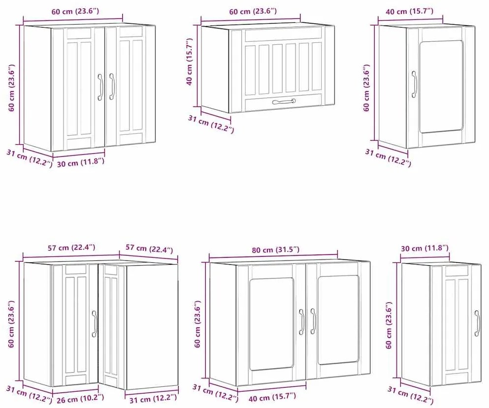 11 peças armário de cozinha conjunto Lucca brilho branco