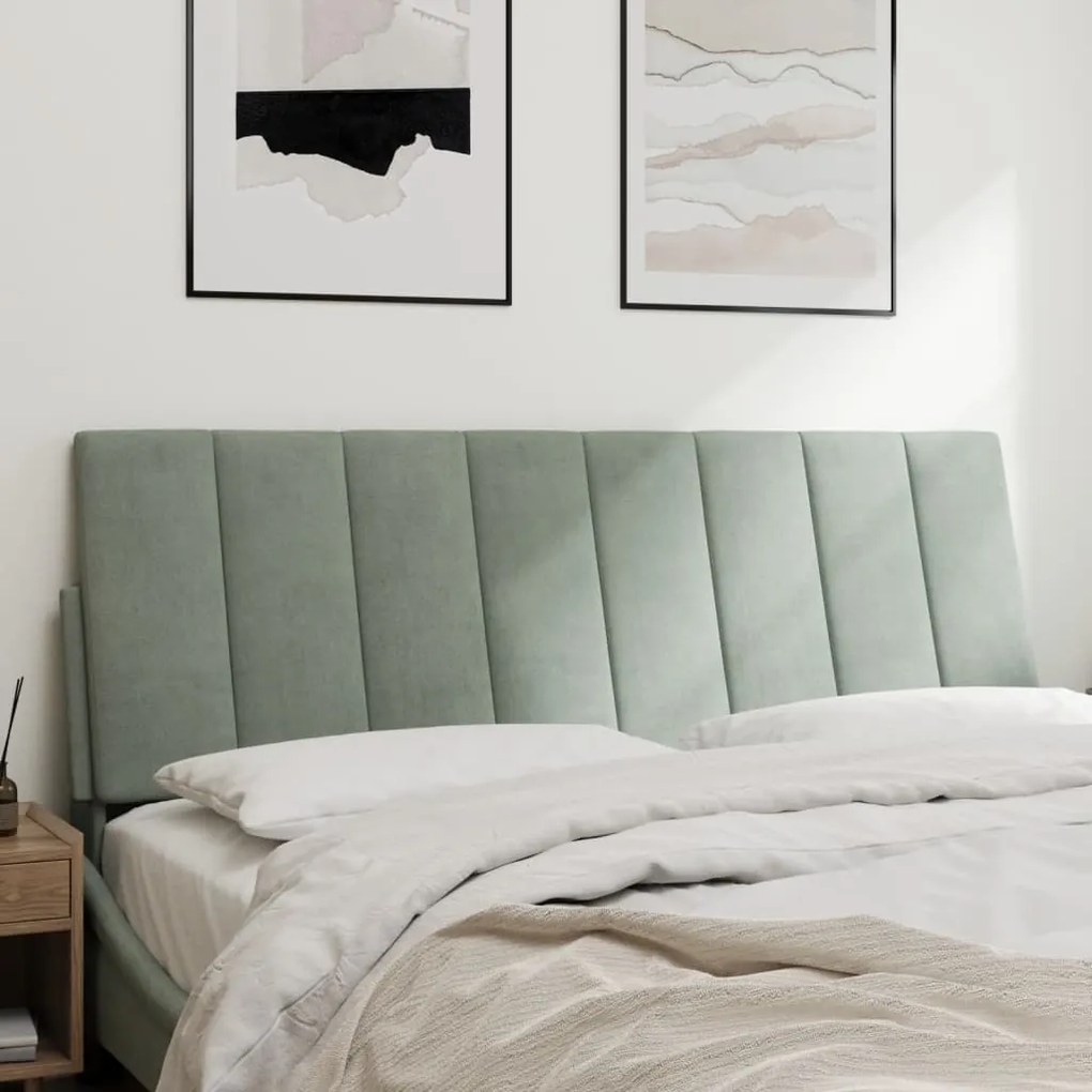 Almofadão de cabeceira 120 cm veludo cinzento-claro