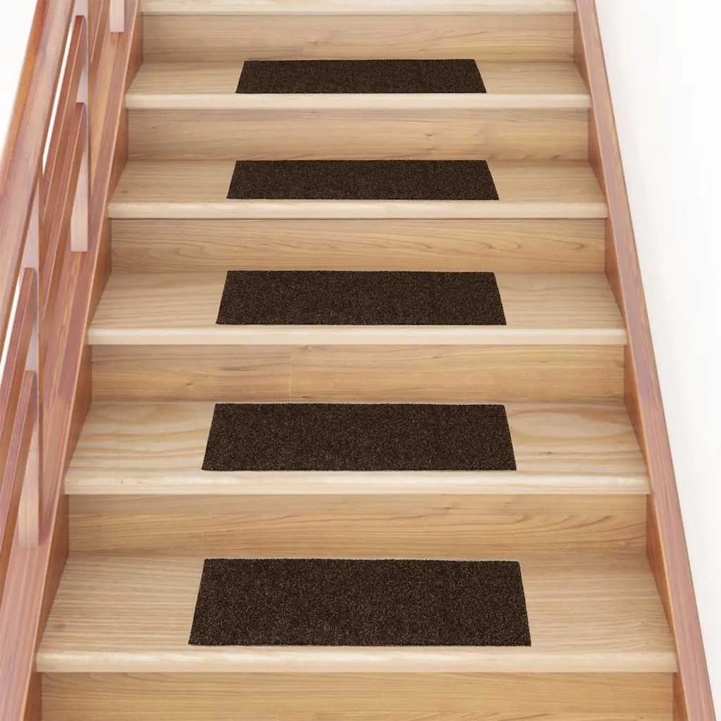 vidaXL Tapetes de escada autoadesivos 30 peças 60x25 cm marrom retangular