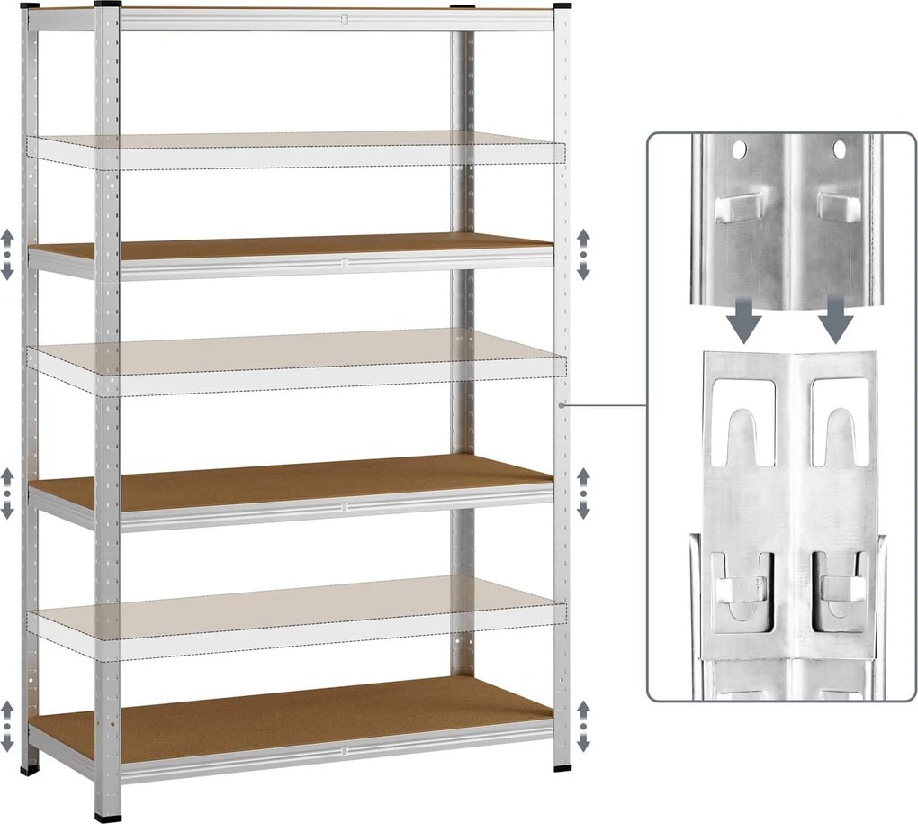Estante para cargas pesadas até 700 kg 160 x 90 x 40 cm Prateado