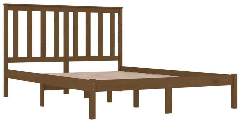 Estrutura de cama 200x200 cm pinho maciço castanho mel
