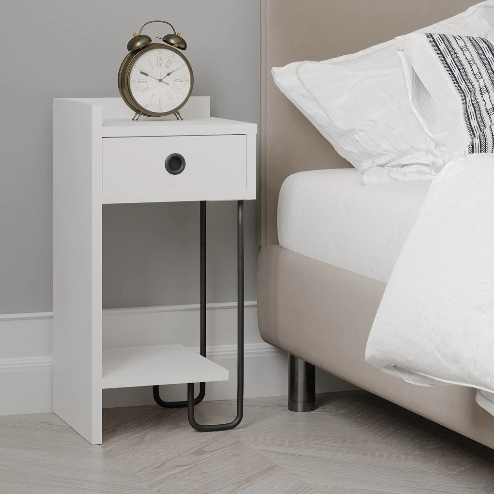 Mesa de Cabeceira Sirius Left – Branco – 32x61x30 cm