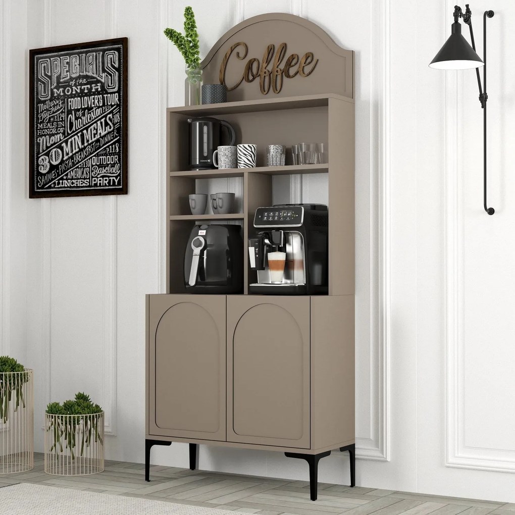 Armário de Cozinha/Sala "Caffè" - Atlas e Preto - 81.3x201x35cm - Desi