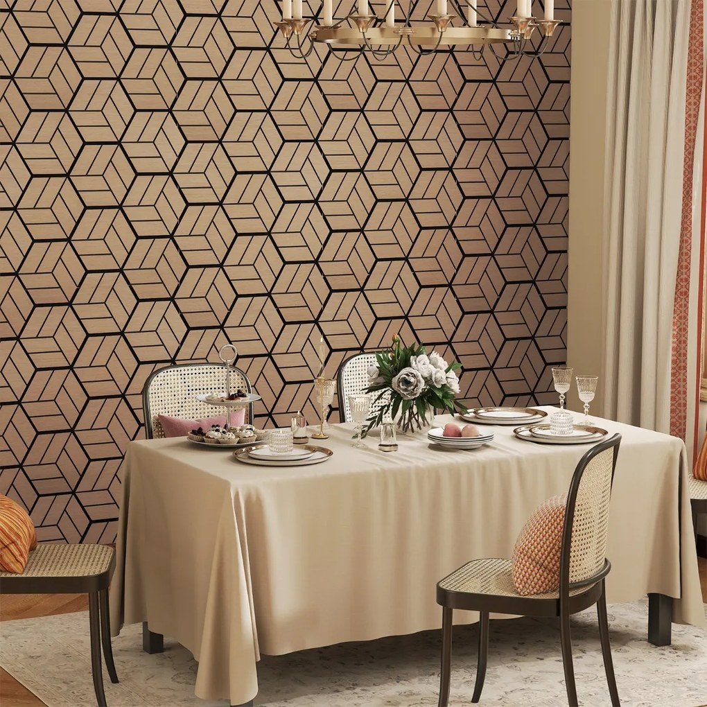 Conjunto de 4 painéis acústicos 81 x 66 cm com 9 painéis hexagonais de madeira para redução de ruído e decoração de tetos e paredes