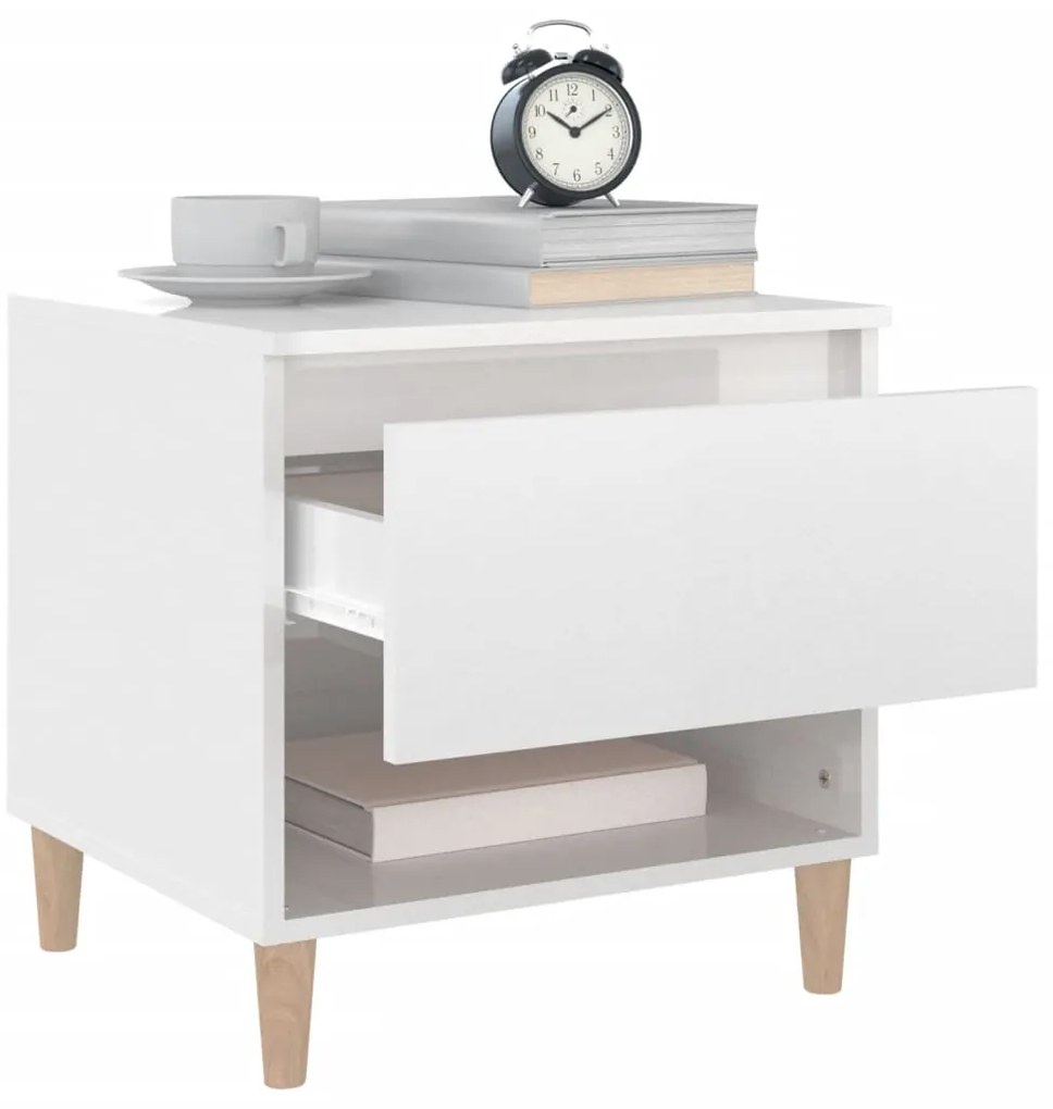 Mesa de cabeceira 50x46x50cm derivados madeira branco brilhante