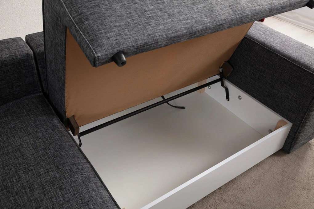 Sofá-Cama de Canto Pırlo – Cinzento Escuro – 260x78x170 cm