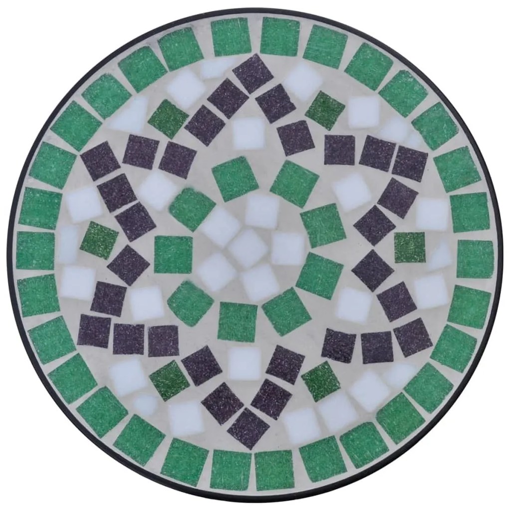 Mesa de apoio para plantas em mosaico verde e branco