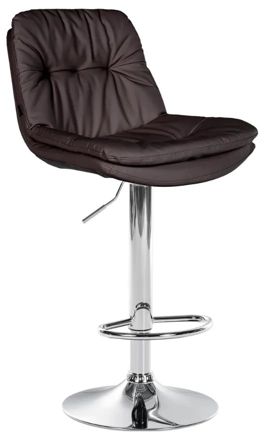 Banco de bar em couro sintético com estrutura prateada 92-113 x 46 x 54 cm castanho