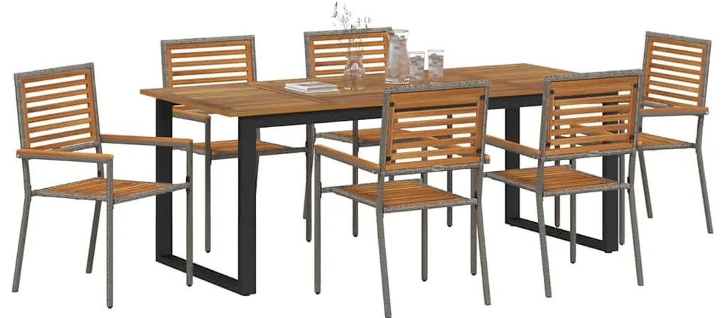 Conjunto de Jantar de Jardim 7 pcs Cinzeto 200 x 90 x 75 cm