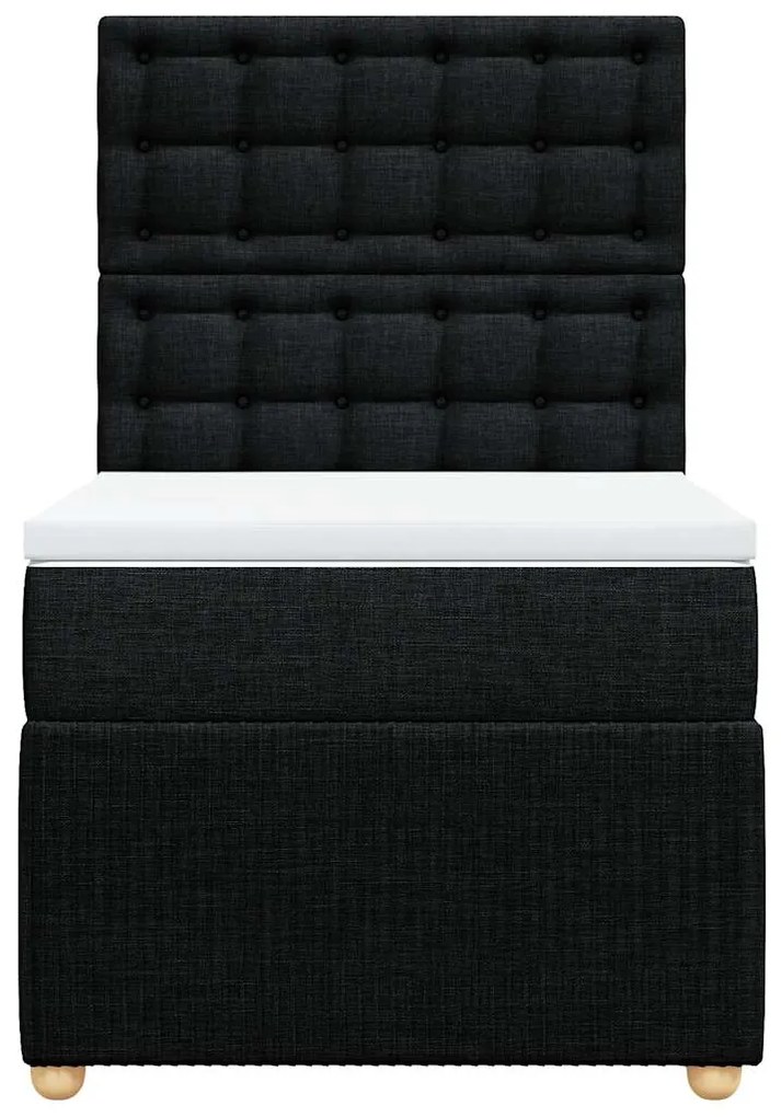 Cama com molas/colchão 90x200 cm tecido preto
