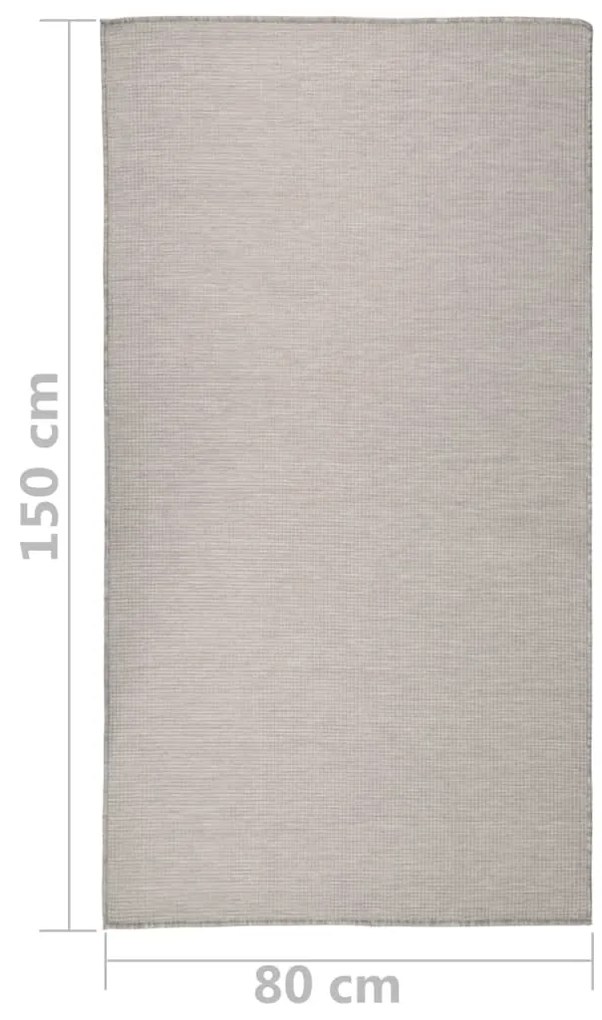 Tapete de tecido plano p/ exterior 80x150 cm cinza-acastanhado