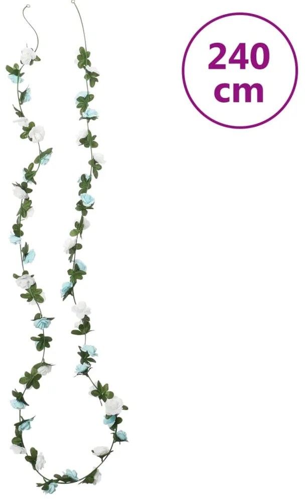 Grinaldas de flores de Natal 6 pcs 240 cm azul e branco