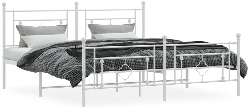 Estrutura de cama com cabeceira e pés 183x213 cm metal branco